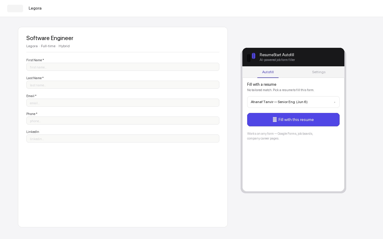 Resume picker dropdown for any form page